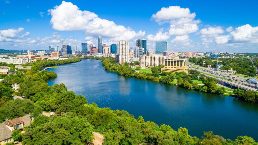 austin texas skyline on a sunny afternoon