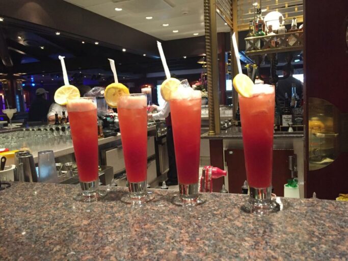 Drinks on a cruise ship