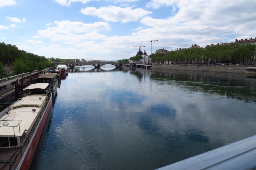 View of small French harbor and boats. 