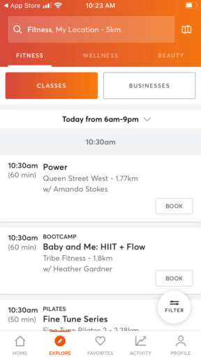 The MindBody app takes the leg and guesswork out of finding a new class in a foreign city with over 52,000 businesses listed worldwide. Choose from a variety of fitness classes such as Yoga, Pilates, Spin, and Barre—then directly register for the class of your choice on the app.