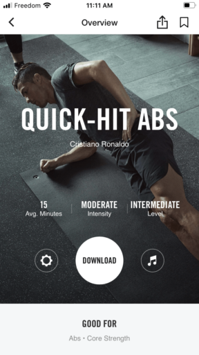 The Nike Training Club app offers intense, fast-paced workouts led by world-class Nike Trainers and favorite athletes like Cristiano Renaldo and Serena Williams.