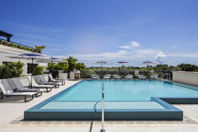 View of pool at THesis hotel Miami.