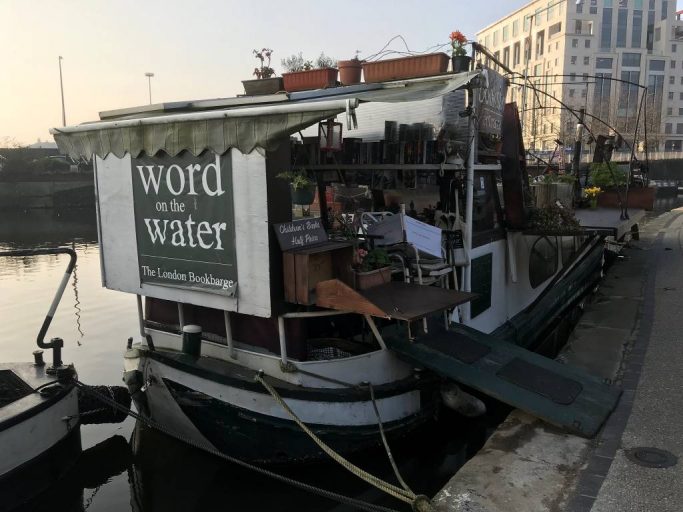 London's famous independent book barge, Word on the Water, docked in the Regent's Canal